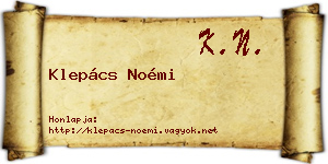 Klepács Noémi névjegykártya